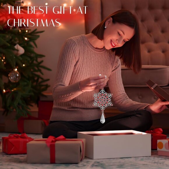 🆕Christmas Tree Ornaments Rhinestone Snowflake Hanging Pendant Charm Decorative - Picture 7 of 7